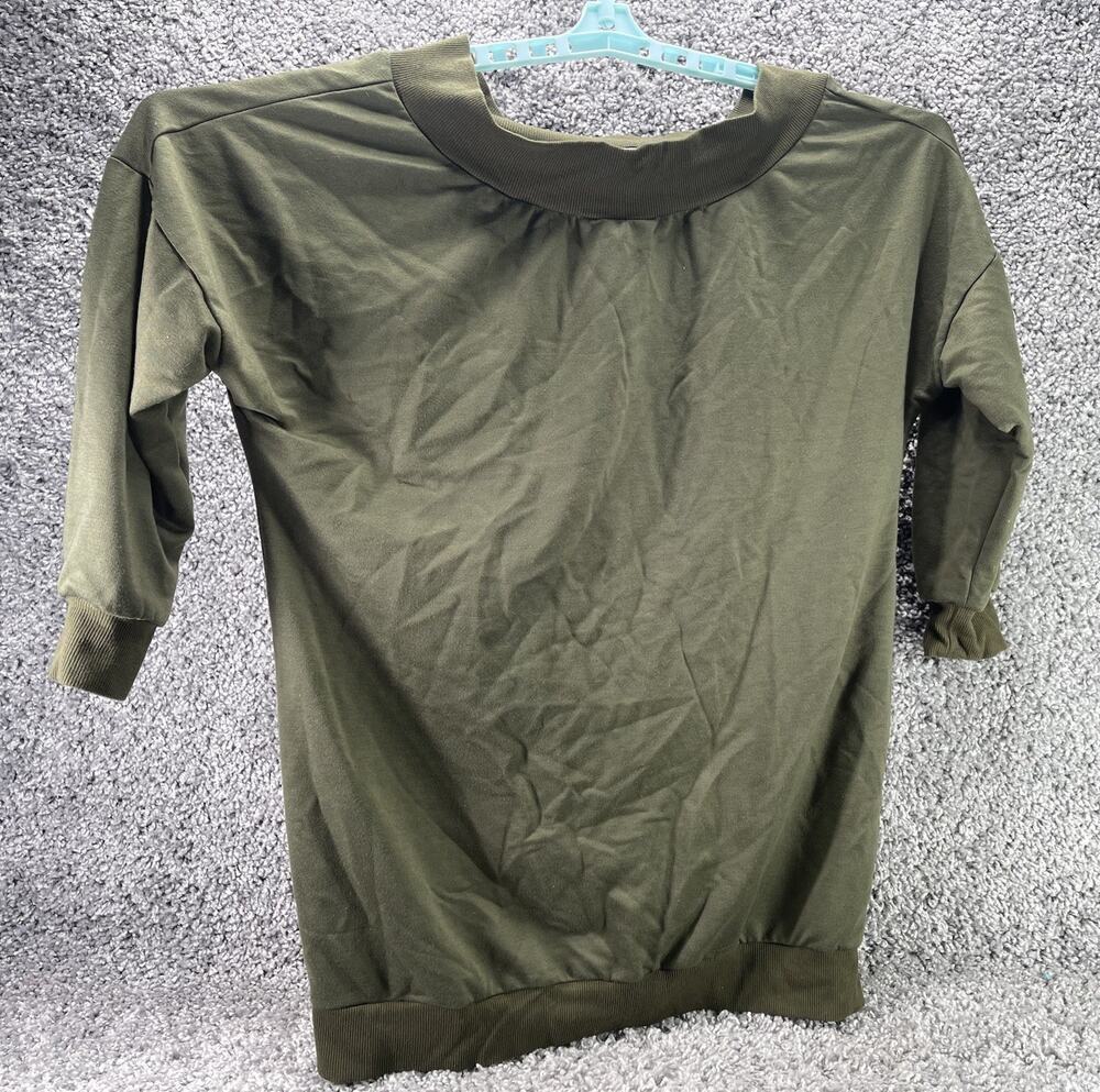 Shein Women's Blouse Green Top 3/4 Sleeve Size 4 Small Soft Light Casual